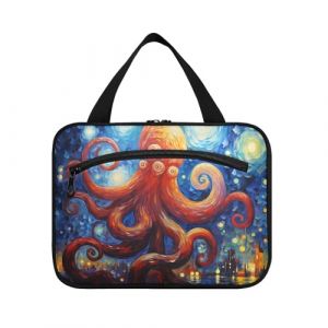 Linnyio Aquarelle Loup Hurlant Trousse de Toilette de Voyage Suspendue Maquillage,Grande Capacit&eacute; Pliable Rangement Sacs de Lavage pour Femmes Filles (Linnyio, neuf)