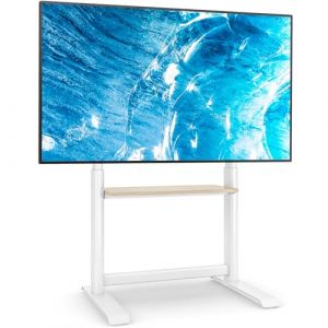 TVON Support TV sur Pied pour Téléviseur de 60-86 Pouce Ecran LED LCD Plasma,Hauteur Réglable Pied TV Haut Support Télé avec Étagère Jusqu 'à 68 kg, Max. VESA 800x600mm,Blanc (5Rcom, neuf)
