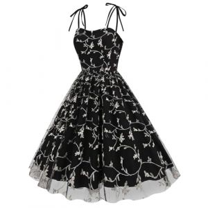 Robe Années 50 Vintage Femme Retro Glamour Pin-Up Chic Et Elegant Robes sans Manche Dos Nu Années 1950 Swing Décontractée Dress De Soirée Fête Cérémonie Retour Soirée (qiaoxiahe, neuf)