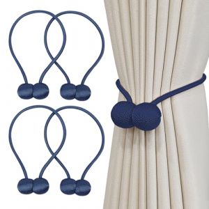 Embrasses magn&eacute;tiques pour rideaux 4 pi&egrave;ces, embrasses pour rideaux noires avec aimants, embrasses pour rideaux &agrave; tenir pour rideaux &agrave; la maison, bureau, d&eacute;coration (Bleu saphir) (MIGASHOP, neuf)