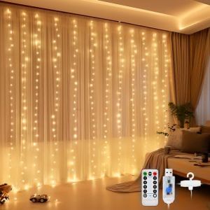 DazSpirit Rideau Lumineux, Guirlandes Lumières Décoratives de Fenêtre 3M * 3M, USB 300 LEDs 8 Modes de Fonctionnement et Résistance à L'eau - Pour Extérieur, Intérieur, Noël, Chambre à Coucher 1 (Yanoza_Original, neuf)