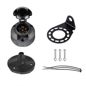 BEIJISTAR Kit de Prise Remorque 7 Broches avec Joint en Caoutchou et Support de Montage en M&eacute;tal, 12V &Eacute;tanche Connecteur Prise Remorque Femelle, pour Caravane Voitures RV Bateau (BEIJISTAR, neuf)