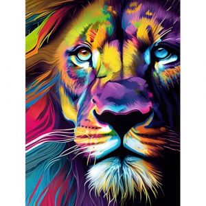 Bowetile 5D Lion Diamond Painting, DIY Lion Coloré Diamant Painting Kit Complet, Peinture Diamant Adulte, Diamant Strass Point de Croix Cristal Painting pour Murale Décoration 30x40 cm (Bowetile Direct, neuf)
