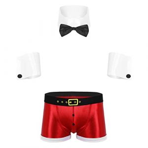 ranrann Homme Costume Père Noël Lingerie Sexy Mankini Déguisement Noël Vêtement de Nuit Cosplay Clubwear S-3XL Type A 3XL (ranraneu, neuf)