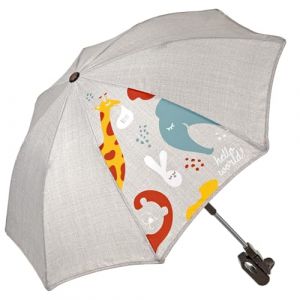 PERLETTI Parapluie Poussette Protection Anti UV - Ombrelle Flexible Pliable Orientable avec Support Universel - Parasol Manuel Confort Réglable Extérieur Plage Jardin - Diamètre 70 cm (Beige) (PERLETTI, neuf)