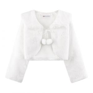 Bolerose Les Filles Confortable Fausse Fourrure Enfants Enfants Bol&eacute;ro Bol&eacute;ro en Maille Veste Portefeuille Manteau (Blanc, 3-4 Ans) (Sapphire Stitch, neuf)