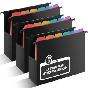 Uquelic Lot de 6 Dossiers Suspendus A4 avec Onglets et Couleur Intercalaires, Extensible 10 cm, Dossier Suspendu Grande Capacit&eacute; en Plastique pour Meuble Dossier Suspendu, Bureau, Maison (Desremit, neuf)