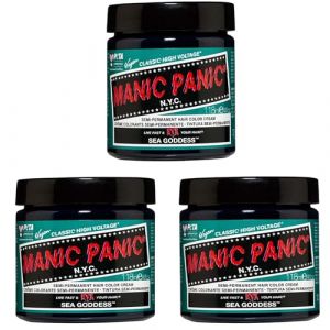 Manic Panic Classic High Voltage Hair Dye Sea Goddess, sans cruauté, végétalien et vibrant 3 x 118ml (Solretail LTD, neuf)