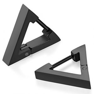 JewelryWe Bijoux Paire Boucles d&rsquo;Oreilles Polissage Forme Triangle G&eacute;om&eacute;trique Clous d&rsquo;Oreilles Acier Inoxydable Fantaisie pour Homme et Femme Couleur Noir (JewelryWe Bijoux, neuf)