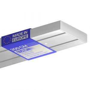Bestlivings Rail de Rideau 300cm (2x90/1x120cm) / 2-voies - Ensemble Complet incl. Accessoires (kit de fixation, embouts lat&eacute;raux, galets pour rideaux) (bestcount, neuf)