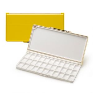 MEEDEN Palette Humide avec Couvercle: Palette Aquarelle Vide de Voyage avec Zones de Mélange - Palette Peinture Portable avec 33 Trous pour Aquarelle Gouache Acrylique, 32 x 16.5 cm Jaune (MEEDEN ART FR, neuf)
