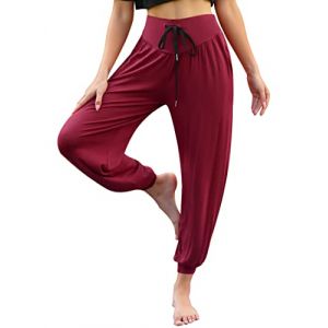 Terecey Pantalon Sarouel Femme &Eacute;t&eacute; en Modal Pantalon Yoga Femme Ample Pantalons de Sport Taille Haute Confortable et L&eacute;ger pour Jogging Loisirs Rouge XL (SUBAILIANG-EU, neuf)