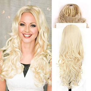 RemeeHi Demi perruque ondulée 3/4 en cheveux humains naturels pour femme noire 40,6 cm 160 g #60# blond platine (Remehairwigs, neuf)