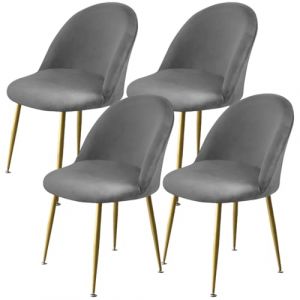 Levoberg Housse de Chaise Salle &agrave; Manger Scandinave Extensible en Velours Housse Chaise Dossier Arrondi Elastique Couverture de Chaise Scandinave pour Maison Mariage H&ocirc;tel 4 Pi&egrave;cess Gris fonc&eacute; (Levoberg-EU, neuf)