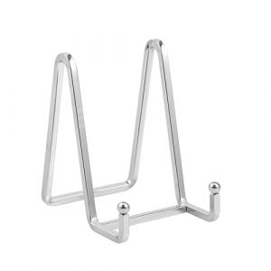 Chevalet Support Presentoir Porte Assiette - 4.5 Pouces Metal Support Assiette Decorative - Support Cadre Photo de Table - Pr&eacute;sentoir de Fer pour Plaque | Livre Cuisine | Carte Postale | Art - argent&eacute; (DIDUDIDU, neuf)