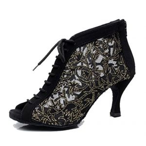 MINITOO Bottines de Danse Femme Ete Fete Prom Formal Sandals Chaussure Bout Ouvert QJ7018 Noir 7.5cm Talon EU 38.5 (Shaoguanshi Borun Maoyi Youxiangongsi, neuf)