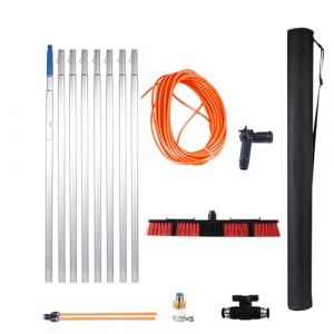 MQZHUK Perche Télescopique Nettoyage Panneaux Solaires, Extensible à 3-12m, Brosse Telescopique Toiture 55cm avec Tuyau, Nettoyage de Panneaux Photovoltaï (8m Noir/Rouge) (Shanxi bai fu yuan guoji maoyi Co. Ltd, neuf)