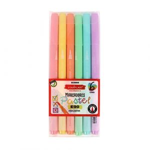Starplast Lot de 6 marqueurs - Lot de 6 surligneurs, 6 couleurs pastel, format long et fin, pointe pinceau, pour surligner des notes, souligner à l'école ou à l'université (MaxiDescuento Market, neuf)