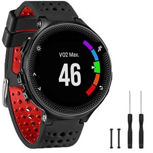 TopPerfekt Bande Compatible avec Garmin Forerunner 235, Bracelet Montre de Remplacement en Silicone Souple pour 220/230/235/620/630/735XT/235 Lite Montre Intelligente pour Femmes Hommes (Noir/Rouge) (TopPerfekt FR, neuf)