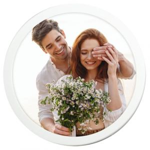 Gcroet Cadre d'image ronde 12 pouces de densit&eacute; Cadre photo rond avec bordure blanche Minimaliste des cadres photo d&eacute;coratifs pour table murale... (HonglingLtd, neuf)