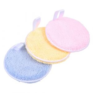 TOYANDONA Lot de 3 Disques D&eacute;maquillants Ronds Lavables en Tissu Doux Couleurs Jaune Rose Bleu R&eacute;utilisables pour Visage Outil D&eacute;maquillant Pratique pour Soin Quotidien et Maquillage (Y HEART, neuf)