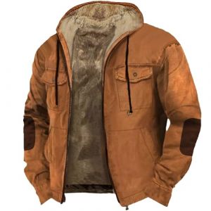 Generisch Veste Bomber Homme Hiver Rembourr&eacute;e, Veste en Polaire &Eacute;paissie en Coton Veste d'Hiver Cargo Patchs Veste de Transition avec Poches et Fermeture &Eacute;clair Veste de B&ucirc;cheron Oversize D&eacute;contract&eacute;e (shuQOTA, neuf)