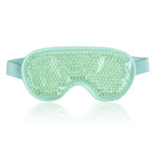 NEWGO Masque Yeux Froid, Masque Des Yeux Gel Gonflés, Cernes, Migraine Réutilisable masque froid pour les yeux avec dos en peluche de Poche de Glace en Yeux pour Thérapie Froid Chaud (Vert) (BK Newgo, neuf)