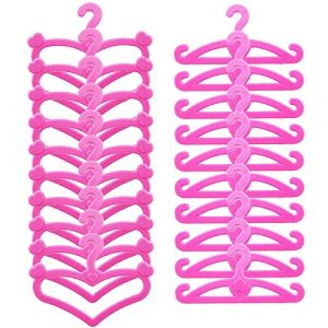 Lot de 20 cintres en plastique rose pour v&ecirc;tements de poup&eacute;e Barbie 29,2 cm (cornbaby, neuf)