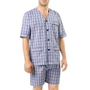El Búho Nocturno Pyjama Homme Été Court Judo Popeline à Carreaux Pyjamas pour Hommes, 60% Coton, 40% Polyester, Bleu 4542, M (El Búho Nocturno, neuf)