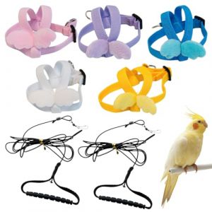 PYEUIFT Harnais Perroquet 5 Pi&egrave;ces Harnais Pour Perroquet Ajustable Avec Laisse Vol Entra&icirc;nement S&eacute;curit&eacute; Petit Oiseau Calopsitte Accessoire Aviaire Corde R&eacute;glable Pour Animaux (tulan4820208, neuf)