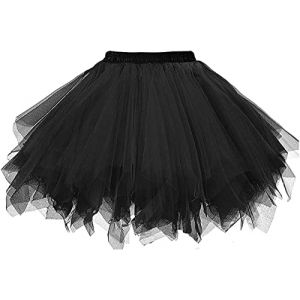 Ruiuzioong Tutu Femme Jupes Années 1950 Court Vintage Tulle Jupon Jupe Ballet Tutu Robe de soirée(S,Noir) (Ruiuzi, neuf)