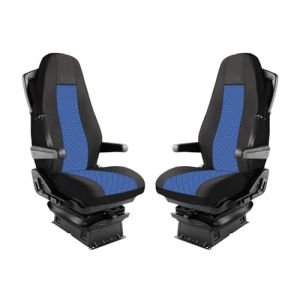 Jeu de housses de siège pour camion Volvo Fh Euro 6 Bleu Cuir écologique 1+1 pour camion (AUTOPARS, neuf)
