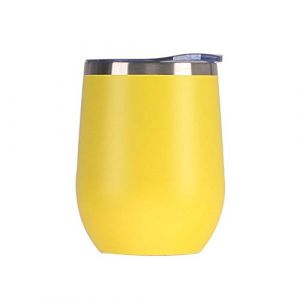 Gteller Verre &agrave; vin sans Pied avec Couvercle, Double paroi isol&eacute; Id&eacute;al pour Le vin, Le caf&eacute;, Les Boissons, Le Champagne, Les Cocktails (Jaune) (Gteller, neuf)