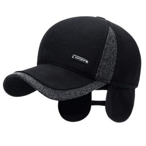 Cysocool Casquette de Baseball d'hiver pour Hommes avec Cache-Oreilles Casquette Beret Dad Trucker en Laine Rétro Temps Froid Chapeau Chaud Chapeau Thermique Casquette à Visière avec Oreillettes (CYS-Direct, neuf)