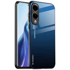 EASSGU Coque Adapt&eacute; pour Samsung Galaxy S25 Edge (6.7" inches), Coque Arri&egrave;re en Verre D&eacute;grad&eacute; Anti-Chute et Anti-Rayures &Eacute;tui de T&eacute;l&eacute;phone Portable - Bleu Noir (EASSGU, neuf)