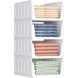 Lifewit Lot de 4 Organiseurs de Penderie Empilables, Tiroir Extensible, Boîte de Rangement Empilable pour Salle de Bain, Armoire de Cuisine, Rangement, Tiroirs en Plastique pour Vêtements, Armoire de (Lifewit Home FR, neuf)