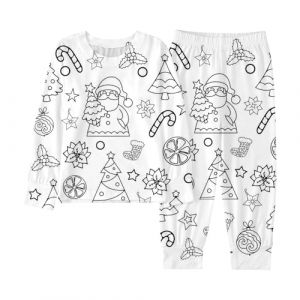 Pyjama a Colorier Enfant Pyjama de No&euml;l pour Garcon Fille A Colorier Ensemble De V&ecirc;tements Maison Santas Renne Peints DIY Peint &agrave; la Main Deux Pi&egrave;ces Loungewear Haut &agrave; Manches Longues et Pantalon (GUnakd, neuf)
