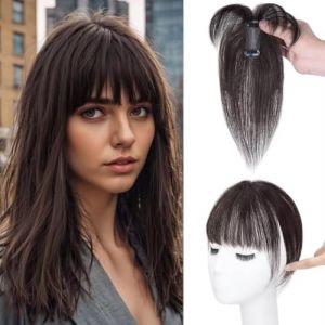 Postiche à frange, extension à clip en cheveux naturels for femmes, marron(Schwarzbraun-Dicke) (LWJLXWJLSDZ, neuf)