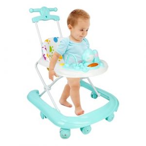 Trotteur Bébé Garçon&Fille 3 en 1 avec Hauteur Réglable, Trotteur Marche Bébé avec Musique,8 roues, musique, auvent (rotation de 360 degrés),Vert (Willanmd, neuf)