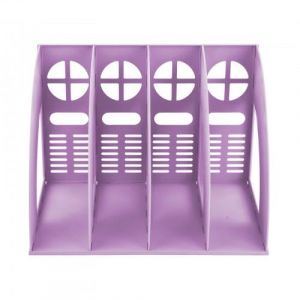 Classeur de Bureau Vertical, Rangement bureau Porte Document en Plastique, 4 Compartiments Porte-Revues Support Organiseur de Bureau, porte-Dossier pour Cahier Magazine Papier A4 Livre CD (Violet) (allowreve, neuf)