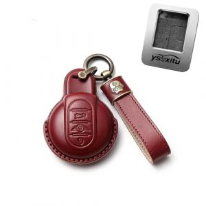 Ysbxitu Coque de clé télécommande à 3 Boutons avec Porte-clés pour BMW Mini Cooper S Cooper D Cooper SD Cooper One Convertible Clubman Works Countryman F54 F55 F56 F57 F60 Rouge (Ysbxitu, neuf)