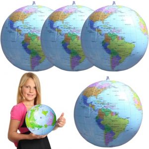 Globe Terrestre Gonflable,4pcs Globe Gonflable Monde,Globes Gonflables en PVC,Globe Gonflable,Ballons Globe de Terre,G&eacute;ographique &eacute;ducatif Pour L'&eacute;cole,Jeux Et Jeux &eacute;Ducatifs (HATASTORE, neuf)