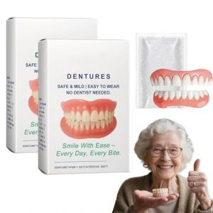 Denture adsorptive, Ensemble de dentures compl&egrave;tes personnalis&eacute;es avanc&eacute;es, Fausses dents moulables douces, Fausses dents naturelles (2pcs) (ZHOU-FR, neuf)