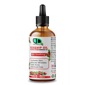 Huile de cynorrhodon pour le visage bio pressée à froid 100 % pure naturelle, hydratante, nourrissante et hydratante pour la peau, les cheveux, les ongles et le corps (DD TECK LTD, neuf)