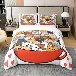Homewish Coton, Housse de Couette 220x240 Chat, Parure de Lit Chats en Tétine pour Enfants Filles, Ensemble de Literie Animaux, Housse Couette À Motifs de Chats, Décoration de La Chambre (Suzhou yiyanyun e-commerce Co., Ltd, neuf)