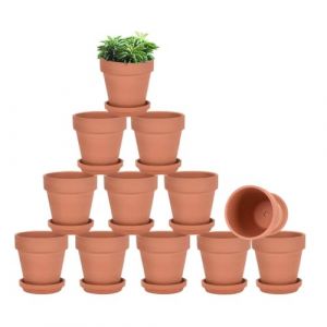 vensovo Lot de 12 Pots en Terre Cuite avec Soucoupe - 7,6 cm - Pots en Argile - Pots de Fleurs en céramique - Pots de Fleurs succulentes - Parfaits pour Les Plantes, Les travaux manuels (Vensovo, neuf)