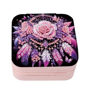 Diamond Painting Mini Bo&icirc;te &agrave; Bijoux Voyage Broderie Diamant Bo&icirc;te &agrave; Bijoux pour Femme Bo&icirc;te de Rangement pour Bagues Boucles d'oreilles Colliers Bricolage Adulte Sac de Rangement Attrape-r&ecirc;ves (BEIMIN, neuf)