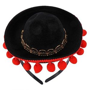 FRCOLOR Bande De Cheveux Mexique Chapeaux Fous Bandeaux Sombrero En Tissu Bandes De Cheveux Mexique Faveurs Fournitures De Fête Taco Fiesta Bandeau Fiesta Mexicain Chauve Souris Black (Laners, neuf)
