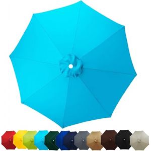 Auvent de Remplacement pour Parasol 2m/2,7m/3.5m, 6 Baleines/8 Baleines Toile de Rechange, Housse de Rechange pour Parasol De Jardin Terrasse Plage(Bleu Ciel,3.0M/8 Arms) (AMZGRZ, neuf)