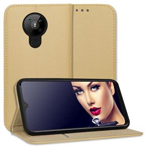 mtb more energy® Housse Coque Bookstyle pour Nokia 5.3 (6.55'') - Or - Similicuir - étui Poche Pochette de Protection (mr!trade France, neuf)